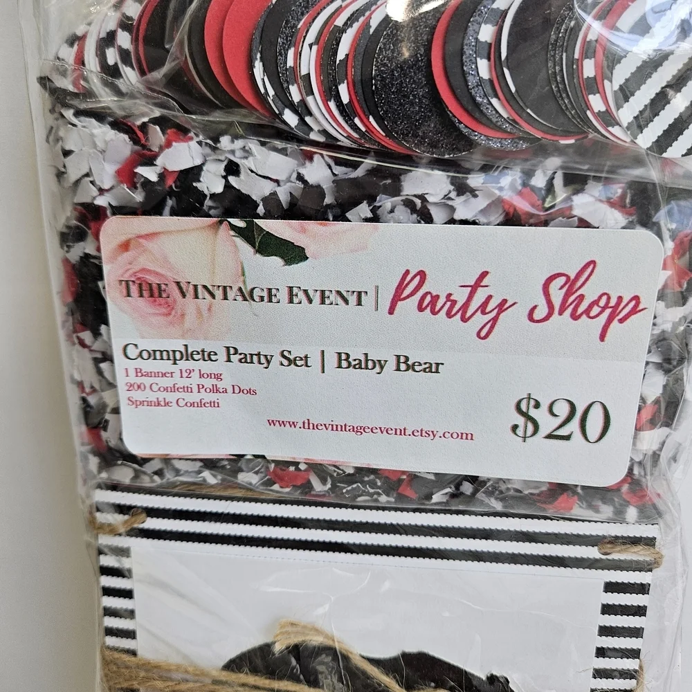 Baby Bear- Black and White Bear Party Banner Set